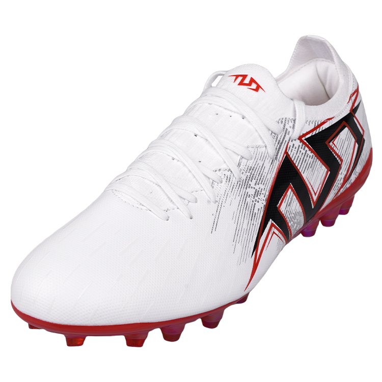 TLSS. MG Multi Ground Artificial Turf Cushioning Slip Resistant Abrasion Resistant Soccer Shoes Men’s White Black Red