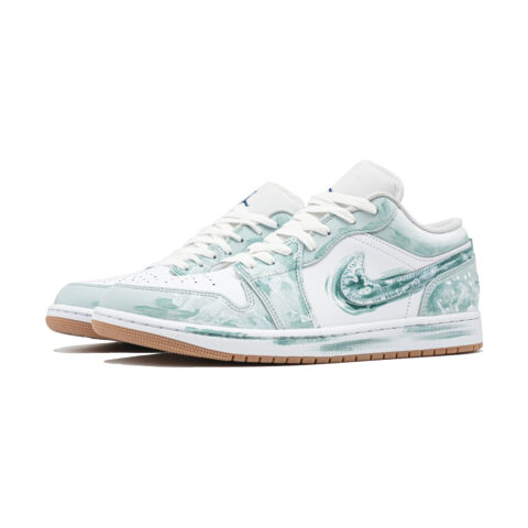 Jordan Air Jordan 1 Cool Play Koala, Celadon Jade Abrasion Resistant Low top Vintage Basketball Shoes Men’s White Green
