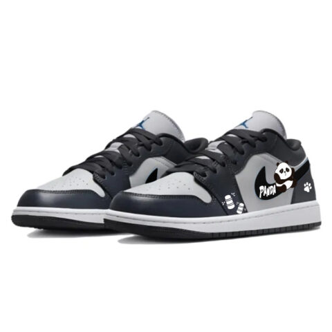 Jordan Air Jordan 1 Cushioning Slip Resistant Low top Vintage Basketball Shoes Unisex Black Gray