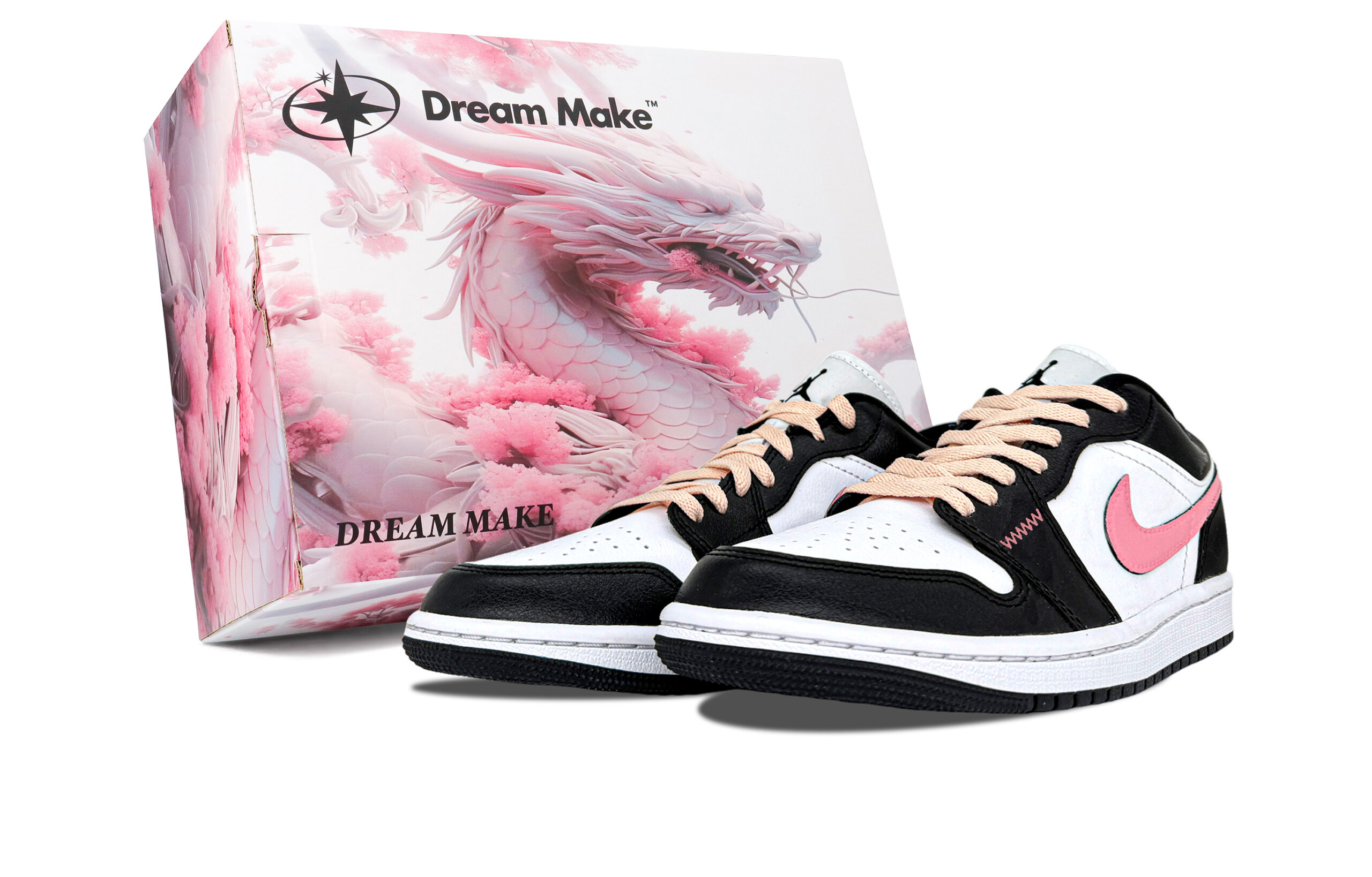 Jordan Air Jordan 1 Light Scavenger BOX Abrasion Resistant Low top Vintage Basketball Shoes Unisex Black Pink
