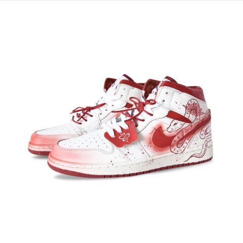 Jordan Air Jordan 1 Slip Resistant Abrasion Resistant Mid top Basketball Shoes Men’s Red White