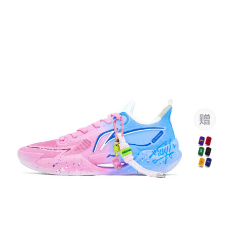Li Ning Super Light V2 Cushioning Slip Resistant Abrasion Resistant Low top Basketball Shoes Men’s Pink Blue