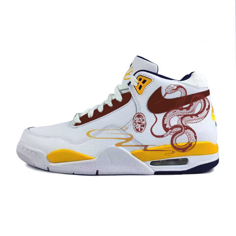 Nike Flight Legacy Leather Cushioning Slip Resistant Abrasion Resistant Mid top Vintage Basketball Shoes Men’s White
