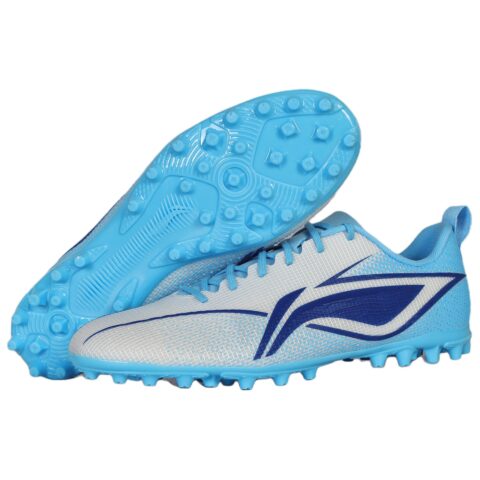 Li Ning MG Multi Ground Slip Resistant Abrasion Resistant Soccer Shoes Men’s Fluorescent Sky Blue