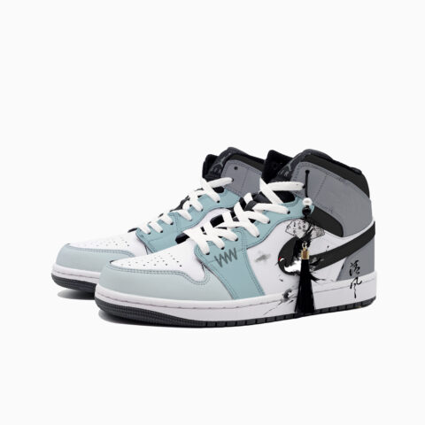 Jordan Air Jordan 1 Crane In The Clouds Abrasion Resistant Mid top Vintage Basketball Shoes Unisex Gray