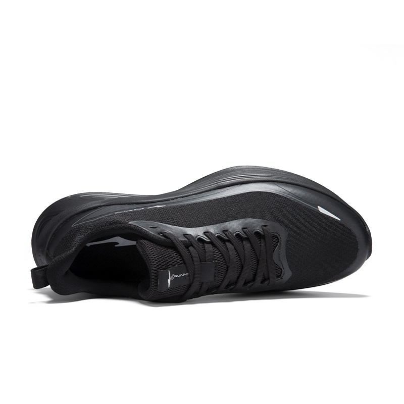 Erke Cushioning Breathable Lightweight Low top Casual Running Shoes Men’s Jet Black Carbon Gray