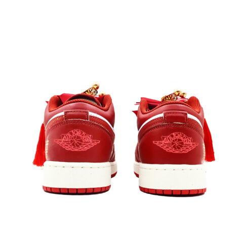 Jordan Air Jordan 1 Cushioning Slip Resistant Abrasion Resistant Low top Vintage Basketball Shoes GS Red Gold White