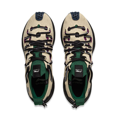 Li Ning Cushioning Slip Resistant Abrasion Resistant Low top Casual Running Shoes Unisex Umber Green