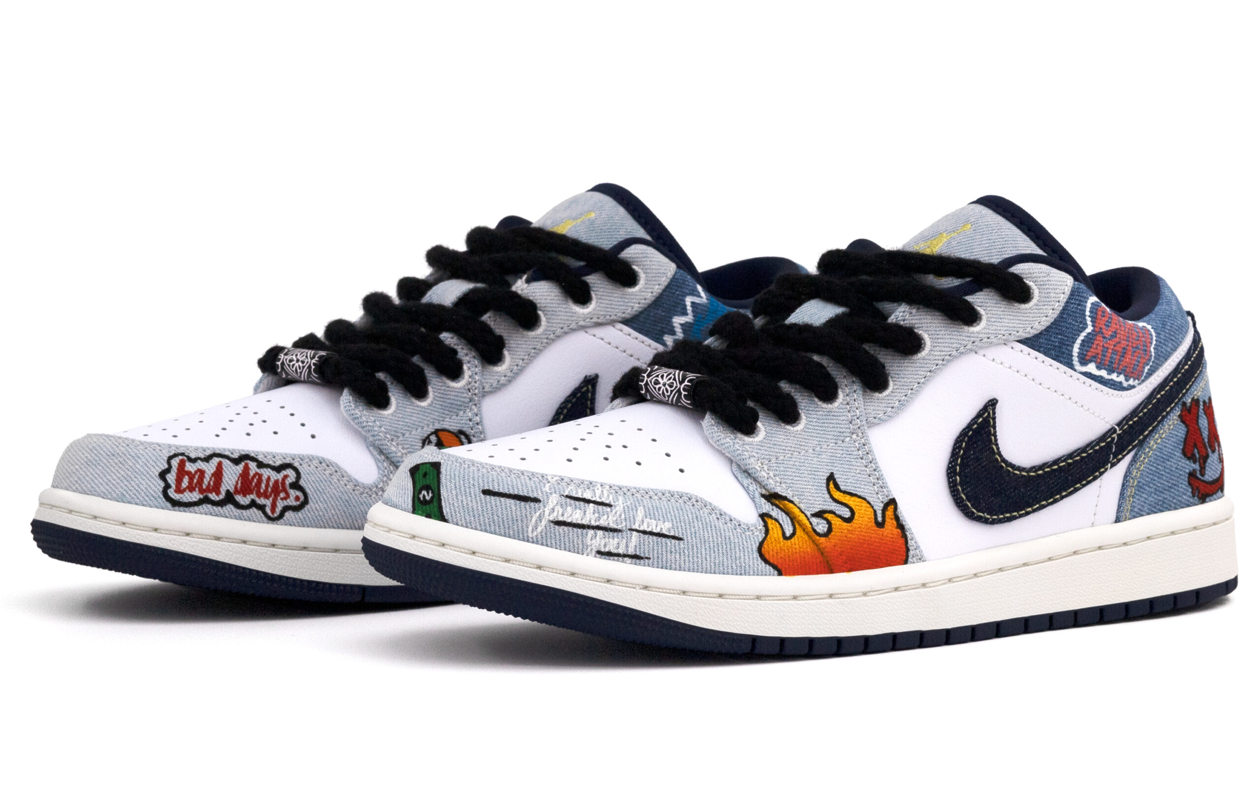Jordan Air Jordan 1 Low top Vintage Basketball Shoes Men’s White Blue