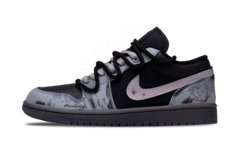 Jordan Air Jordan 1 Decaying Love Letter Abrasion Resistant Low top Vintage Basketball Shoes Unisex Gray Black