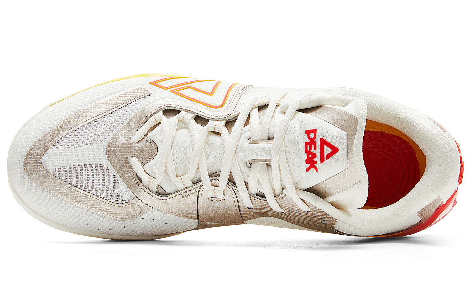 PEAK Cushioning Slip Resistant Abrasion Resistant Coverage Rebound Low top Basketball Shoes Men’s Ivory Red