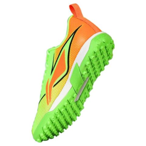 Li Ning Artificial Turf Slip Resistant Abrasion Resistant Soccer Shoes Men’s Fluorescent Bright Grass Green