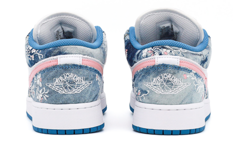 Jordan Air Jordan 1 Denim, Leather Abrasion Resistant Abrasion Resistant Low top Vintage Basketball Shoes Women’s Blue