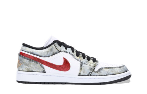 Jordan Air Jordan 1 Ares, The God Of War Abrasion Resistant Low top Vintage Basketball Shoes Unisex Black Red Gold