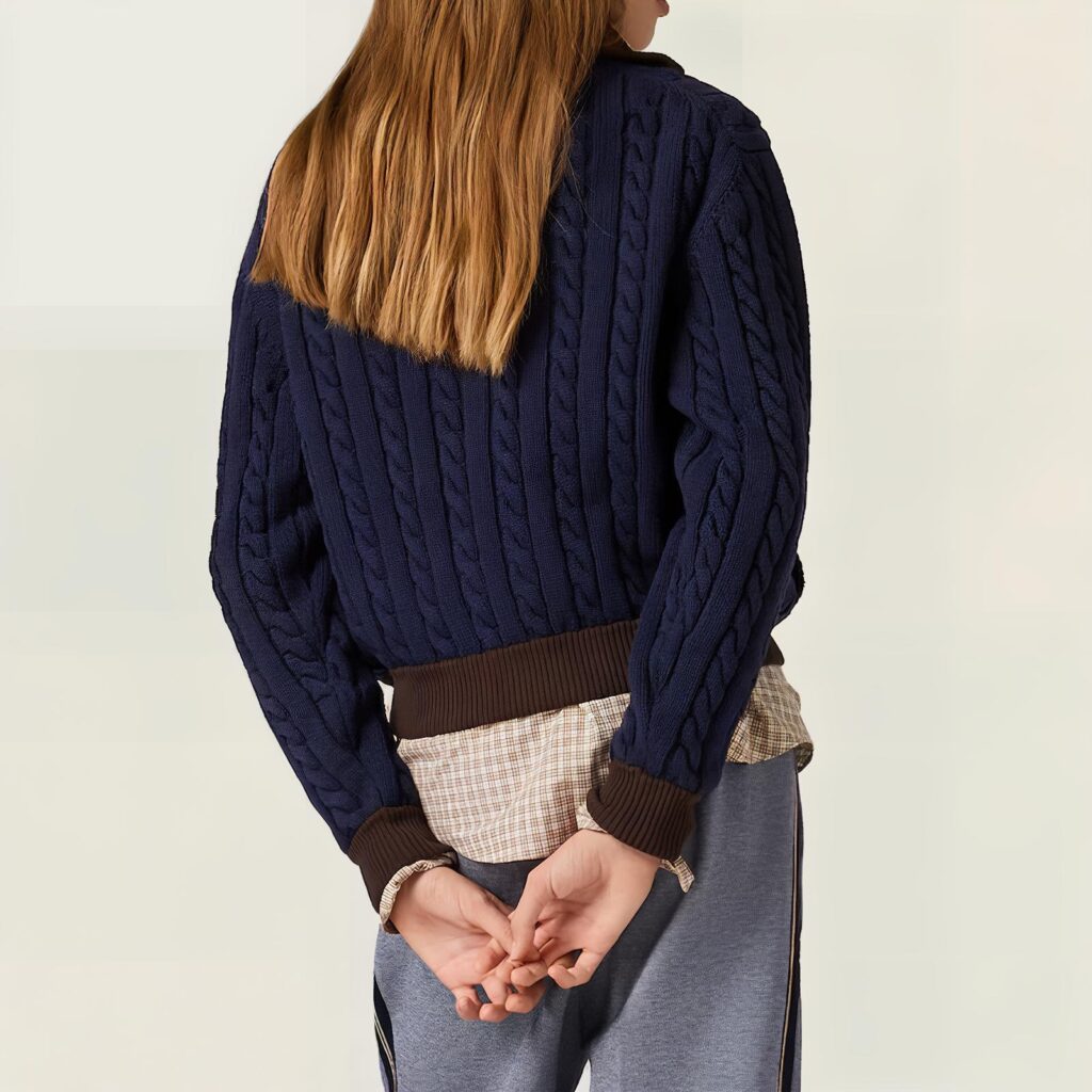 MIU MIU Sweaters Women’s Blue Lapel Moderate Cardigan