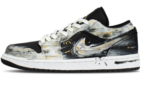 Jordan Air Jordan 1 Synthetic Leather Abrasion Resistant Low top Vintage Basketball Shoes Unisex Dark Gray