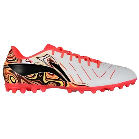 Li Ning MG Multi Ground Soccer Shoes Unisex Standard White/Neon Crystal Red