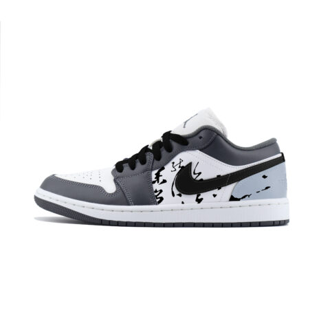 Jordan Air Jordan 1 Low Abrasion Resistant Low top Vintage Basketball Shoes Unisex Black Gray