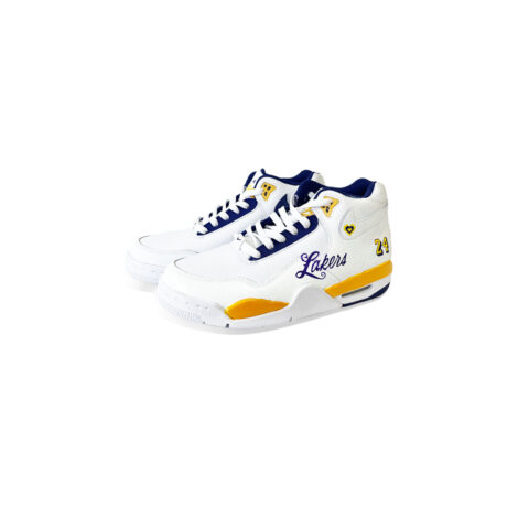 Nike Flight Legacy Cushioning Slip Resistant Mid top Vintage Basketball Shoes Men’s Purple Gold