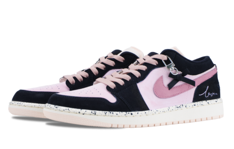 Jordan Air Jordan 1 Sweet Berry Island Cushioning, Wear Resistant Low top Vintage Basketball Shoes Unisex Black Pink