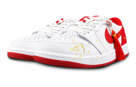 Jordan Air Jordan 1 Abrasion Resistant Low top Vintage Basketball Shoes Unisex White Red