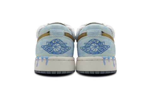 Jordan Air Jordan 1 Gold Plated Sea Salt Abrasion Resistant Low top Vintage Basketball Shoes Unisex Light Blue