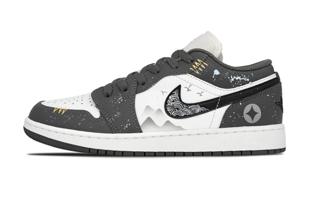Jordan Air Jordan 1 Zhou Subtle Texture Abrasion Resistant Low top Vintage Basketball Shoes Unisex Dark Gray