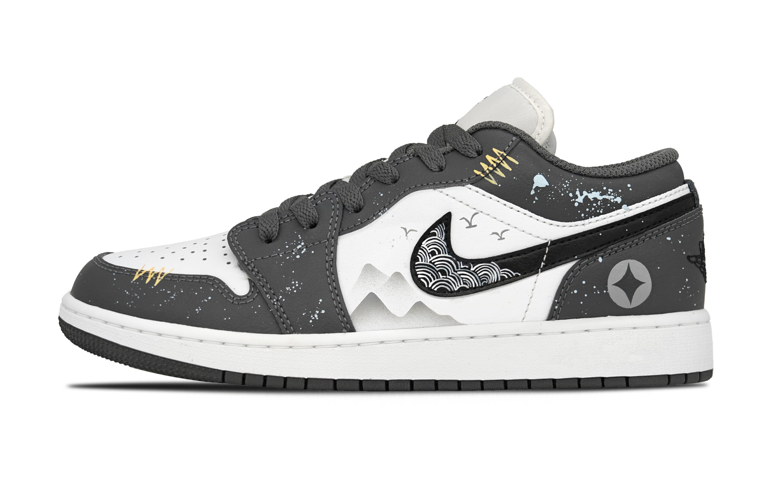 Jordan Air Jordan 1 Zhou Subtle Texture Abrasion Resistant Low top Vintage Basketball Shoes Unisex Dark Gray