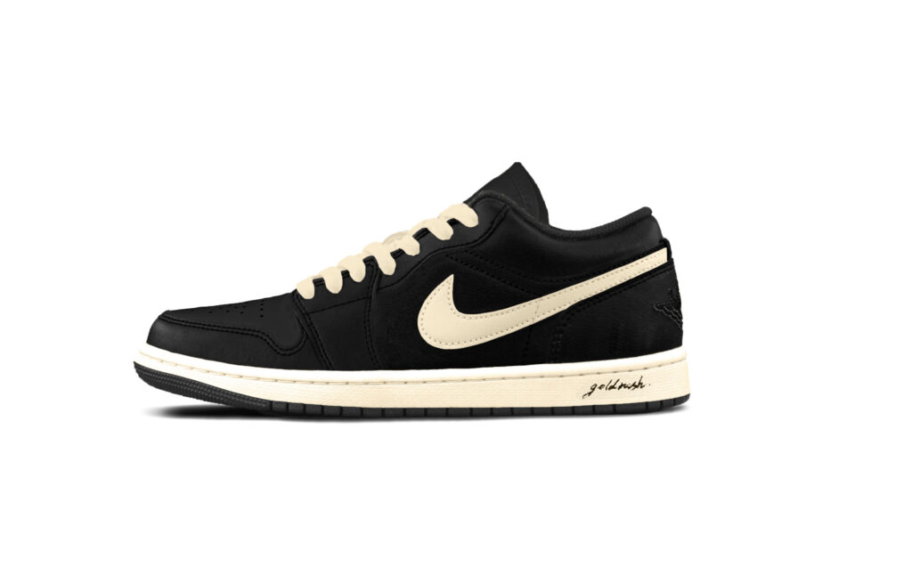 Jordan Air Jordan 1 Black Cute Labubu Abrasion Resistant Low top Vintage Basketball Shoes Unisex Black Beige