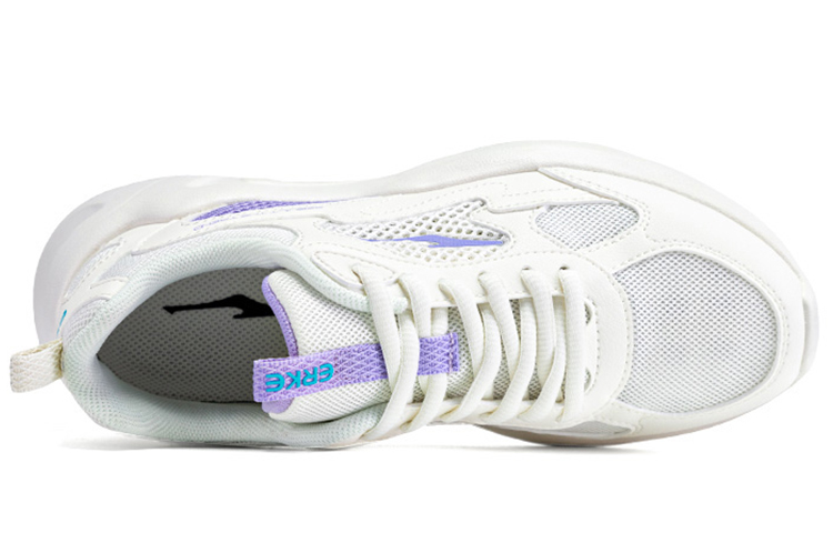 Erke Comfortable Cushioning Slip Resistant Breathable Low top Running Shoes Women’s White Purple