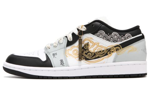 Jordan Air Jordan 1 Low Abrasion Resistant Breathable Low top Vintage Basketball Shoes Men’s Black White Gray