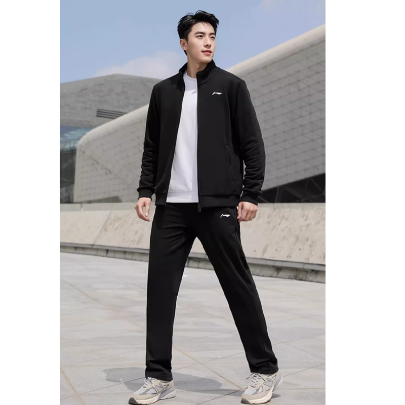 Li Ning Casual Sportswear Men’s Black Stand Collar Moderate