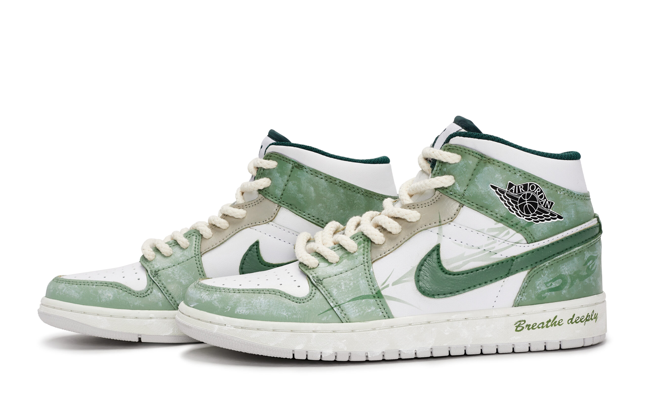 Jordan Air Jordan 1 Vintage Basketball Shoes Unisex Mid Top White/Green