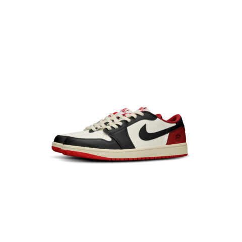 Jordan Air Jordan 1 Slip Resistant Abrasion Resistant Low top Vintage Basketball Shoes Unisex Black Red Rice