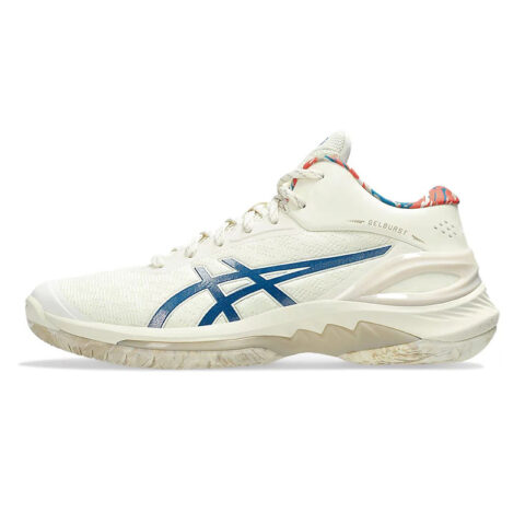 ASICS Gel Burst 28 Versatile Cushioning Slip Resistant Abrasion Resistant Mid top Basketball Shoes Men’s Beige Blue