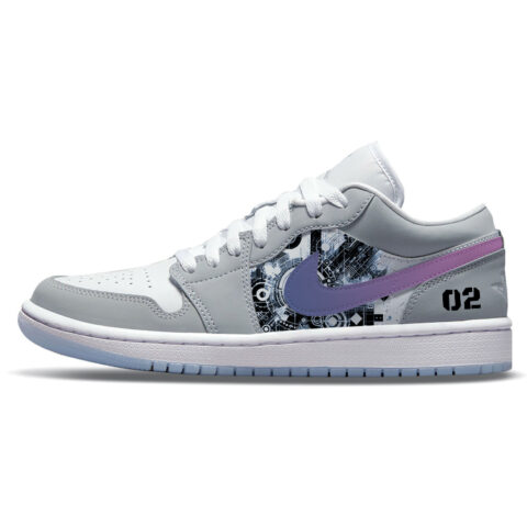 Jordan Air Jordan 1 Abrasion Resistant Slip Resistant Low top Vintage Basketball Shoes Women’s Gray White