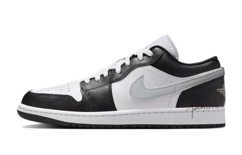 Jordan Air Jordan 1 Silver Starlight Box Abrasion Resistant Low top Vintage Basketball Shoes Unisex Black Silver