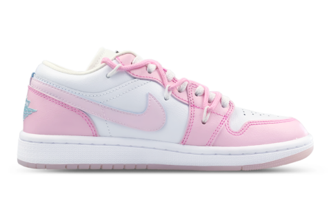 Jordan Air Jordan 1 Abrasion Resistant Slip Resistant Low top Vintage Basketball Shoes Women’s White Pink