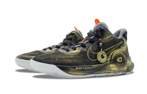 Nike KD Trey 5 IX Funi Gilded Abrasion Resistant Mid top Basketball Shoes Unisex Black Gold
