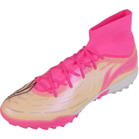 Li Ning TF Turf Artificial Turf, Firm Ground Cushioning Slip Resistant Soccer Shoes Men’s Pink Ocean