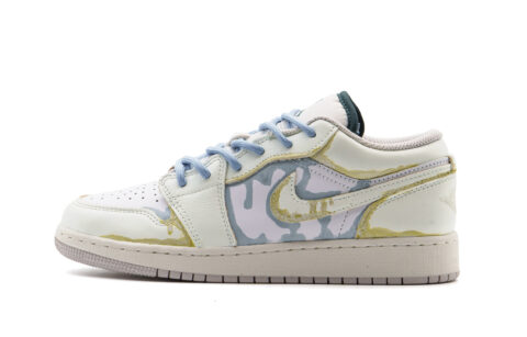 Jordan Air Jordan 1 Leather Cushioning, Wear Resistant Low top Vintage Basketball Shoes Unisex Diamond Heather White