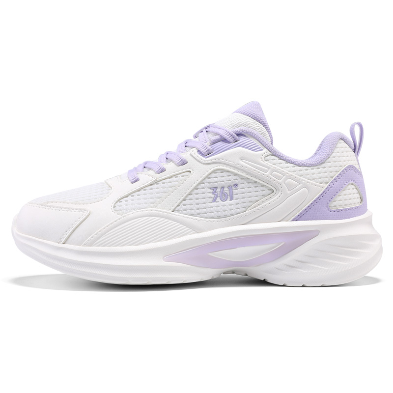 361° Abrasion Resistant, Breathable, Lightweight Low top Casual Running Shoes Women’s White Purple
