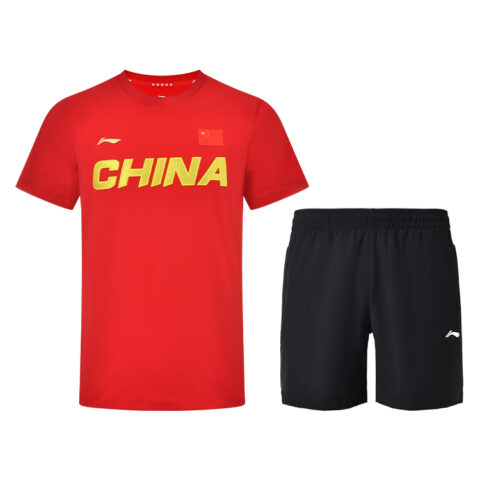 Li Ning Casual Sportswear Unisex Red Top+Black Bottom