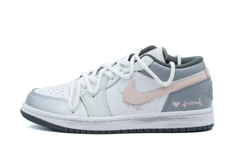 Jordan Air Jordan 1 Cushioning Low top Vintage Basketball Shoes Unisex Gray Pink