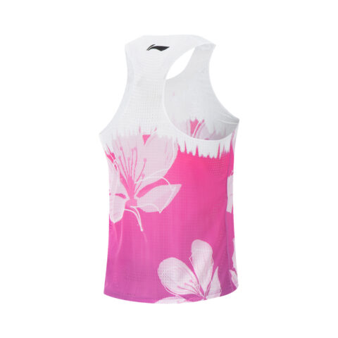 Li Ning Running Collection Running Tank Tops Men’s Standard White/Fluorescent Rose Purple/Fluorescent Numbers Pink Full Print U Neck Moderate Straight Fit