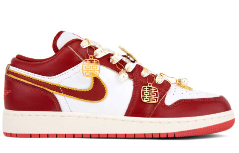 Jordan Air Jordan 1 Low top Basketball Shoes Unisex White Red