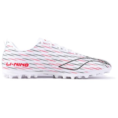 Li Ning MG Multi Ground Artificial Turf Pu Abrasion Resistant Breathable Soccer Shoes Unisex Pink White Red
