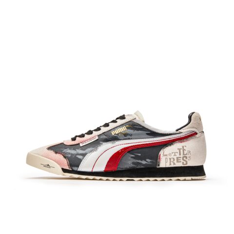 PUMA Roma Og Nylon Cushioning Slip Resistant Abrasion Resistant Low top Training Shoes Unisex Beige Black Red