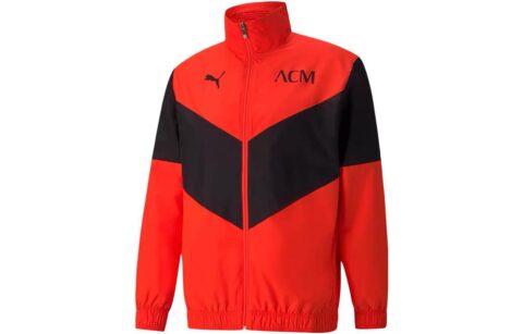 PUMA AC Milan Pre Match Soccer Jersey 21 22 Season, Player Edition AC Beige Blue Men’s Red