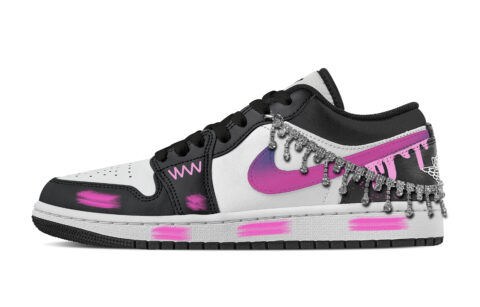 Jordan Air Jordan 1 Urban Chic Style Abrasion Resistant Low top Vintage Basketball Shoes Women’s Black White Pink